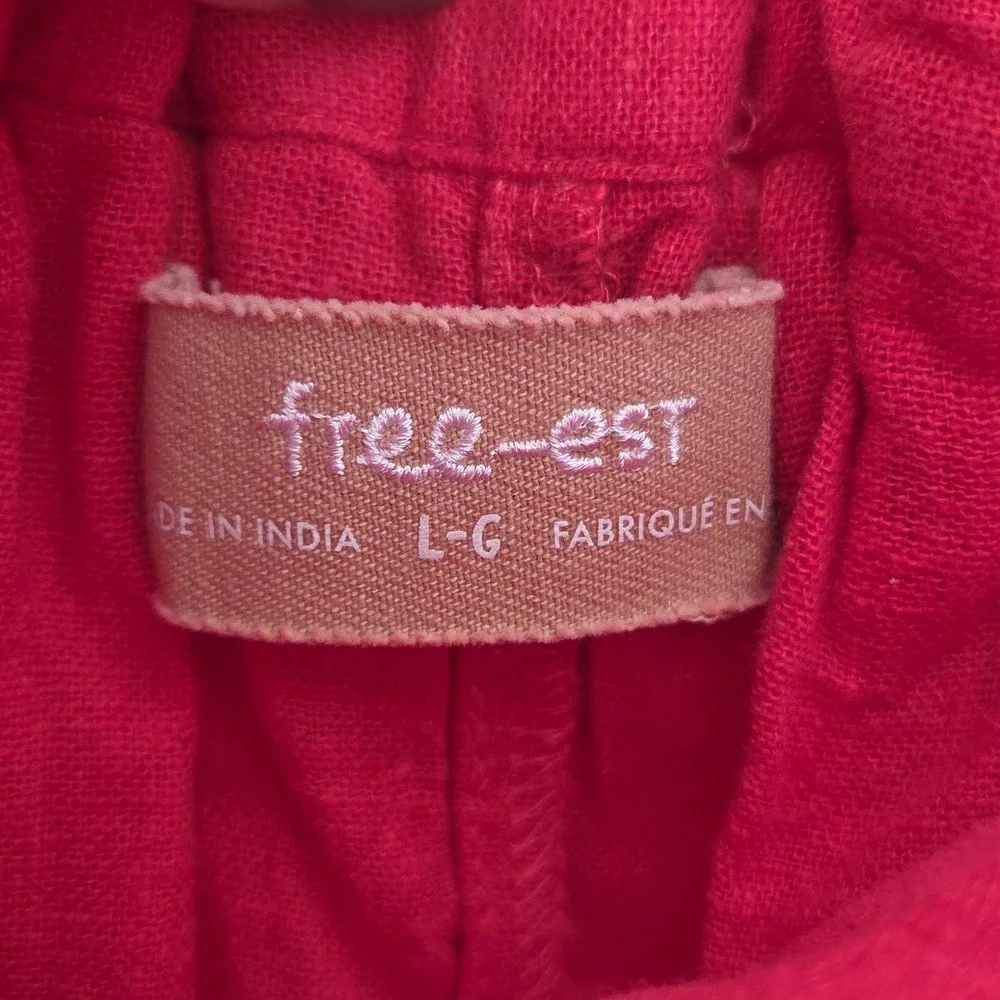 Free People Red Linen Wide Leg Pants